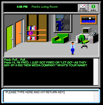 Captura de tela do chatbot Fred The Webmate. Captura de tela do chatbot Fred The Webmate.