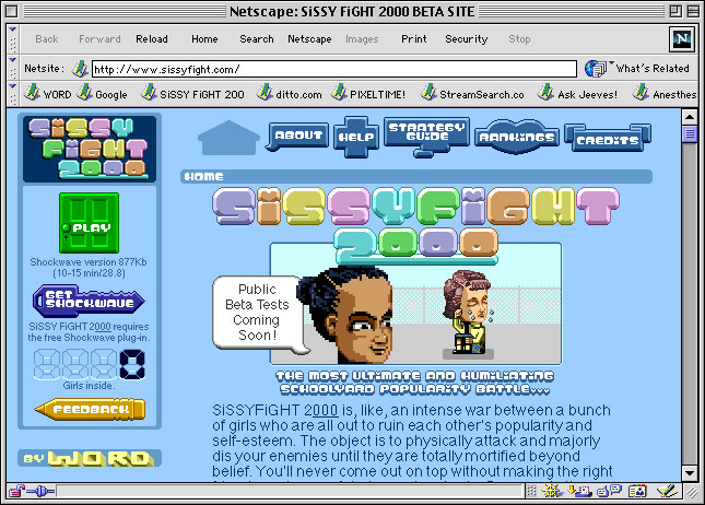 Homepage do jogo Sissyfight 2000 Homepage do jogo Sissyfight 2000