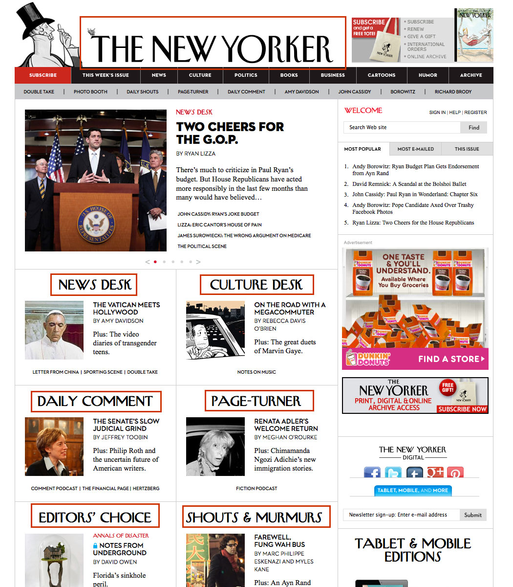 Captura de tela do site New Yorker na década de 2000, com destaques em linhas vermelhas para as partes do site que usavam imagens como texto. Captura de tela do site New Yorker na década de 2000, com destaques em linhas vermelhas para as partes do site que usavam imagens como texto.