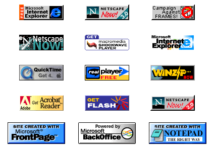 15 microbanners com temáticas relacionadas a softwares, majoritariamente elogiando ou apoiando o uso de certos programas da época como Flash e Internet Explorer. 15 microbanners com temáticas relacionadas a softwares, majoritariamente elogiando ou apoiando o uso de certos programas da época como Flash e Internet Explorer.