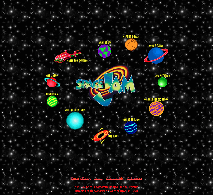 O layout da página consiste de um fundo estrelado, e um menu de navegação que orbita ao longo do logotipo do filme, em que cada página corresponde a um planeta colorido. O layout da página consiste de um fundo estrelado, e um menu de navegação que orbita ao longo do logotipo do filme, em que cada página corresponde a um planeta colorido.