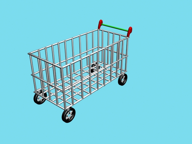Um render 3D de um carrinho de supermercado rústico. Um render 3D de um carrinho de supermercado rústico.